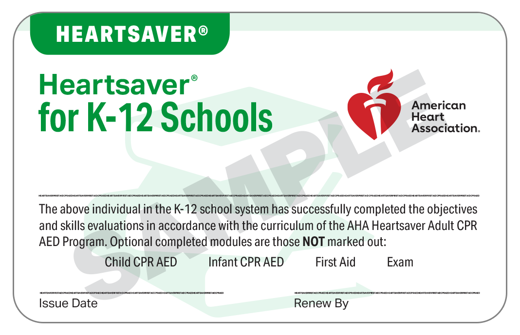 AHA Heartsaver K-12 eCards