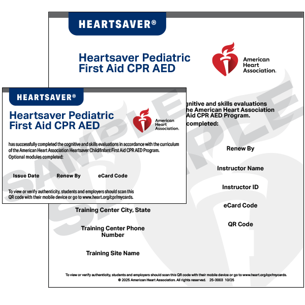 2025 AHA Heartsaver Pediatric First Aid CPR AED