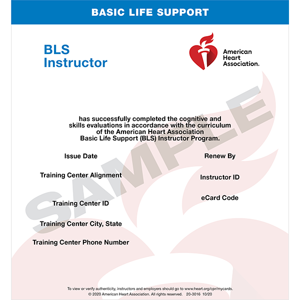 AHA BLS Instructor eCard