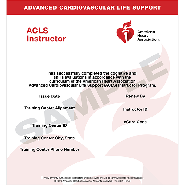 AHA ACLS Instructor eCard