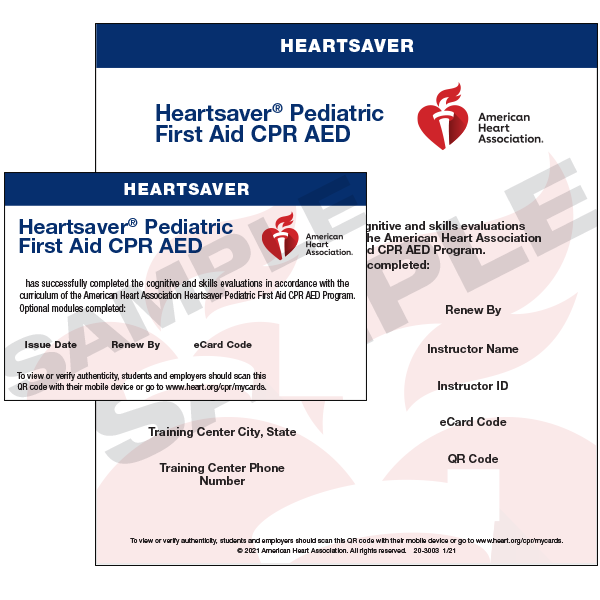 AHA Heartsaver® Pediatric First Aid CPR AED eCard