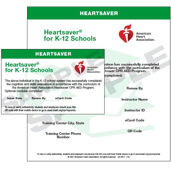 AHA Heartsaver K-12 eCard